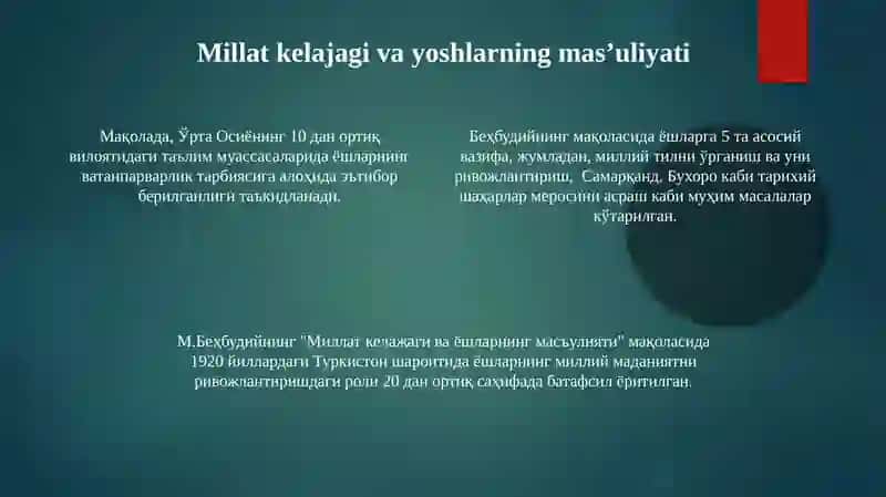 Behbudiyning yoshlarga murojat maqolasi 4