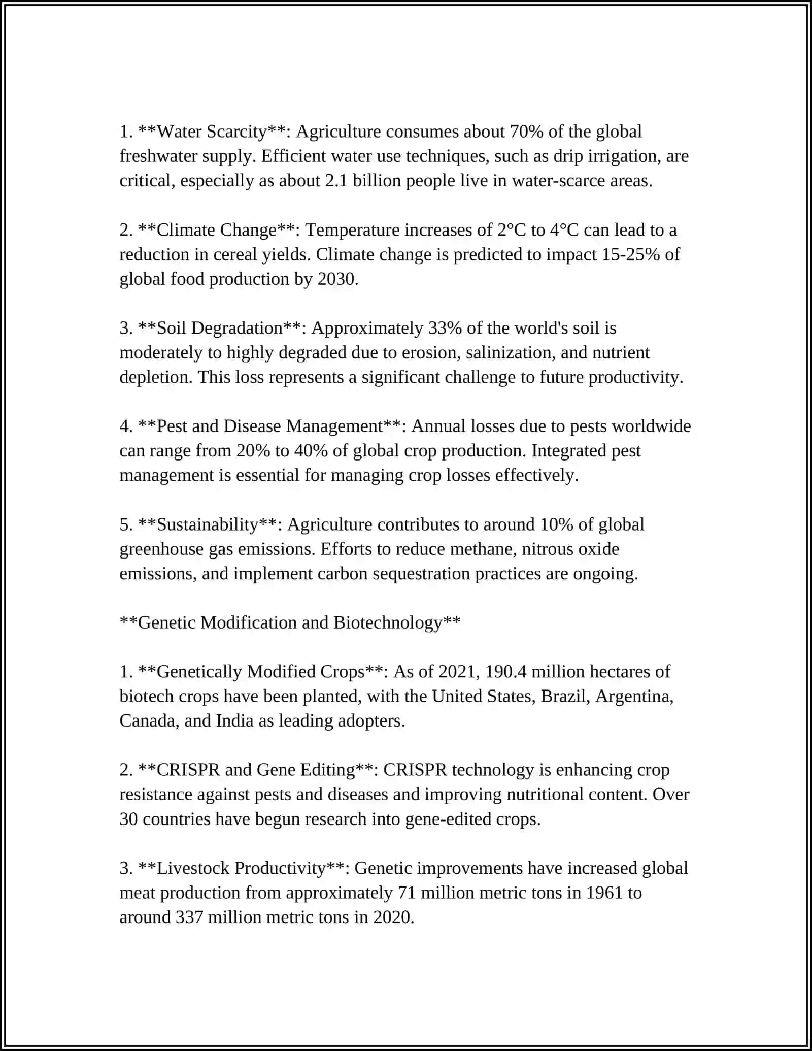 Agricultural Sciences: Global Agricultural Productivity and Challenges 4