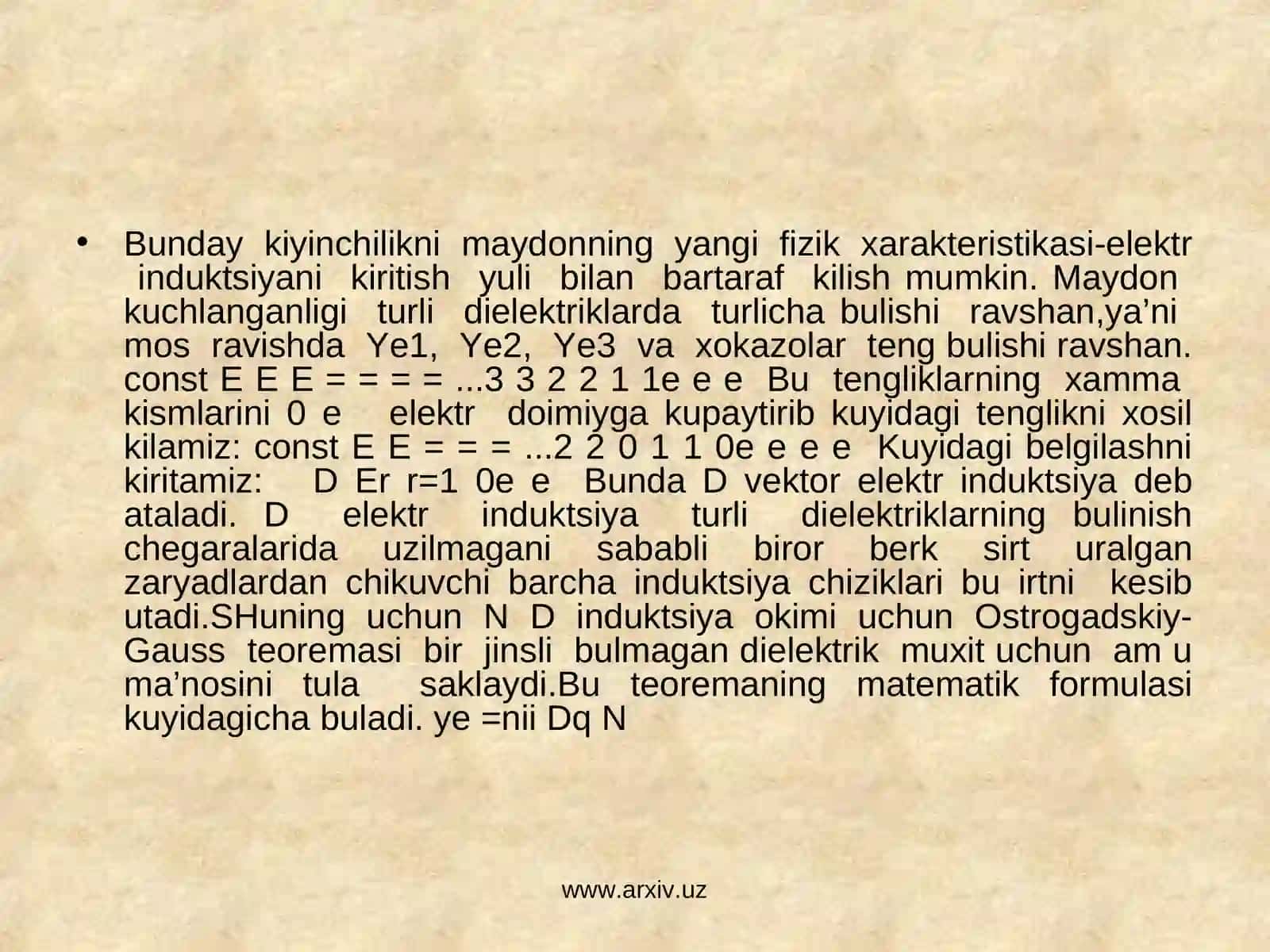 Elektr induktsiya (siljish) vektori va okimi 4