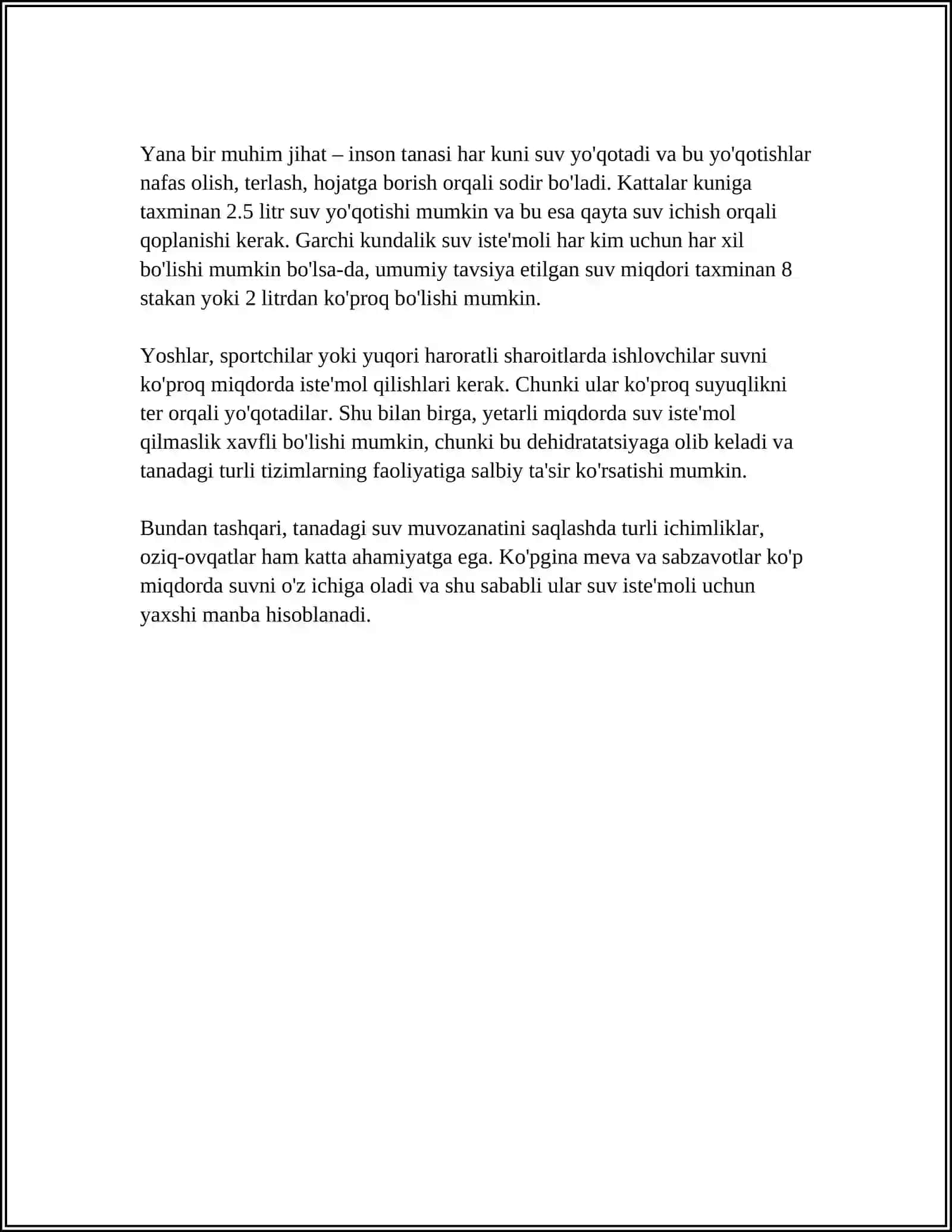INSON HAYOTIDA SUVNING AHAMIYATI 4