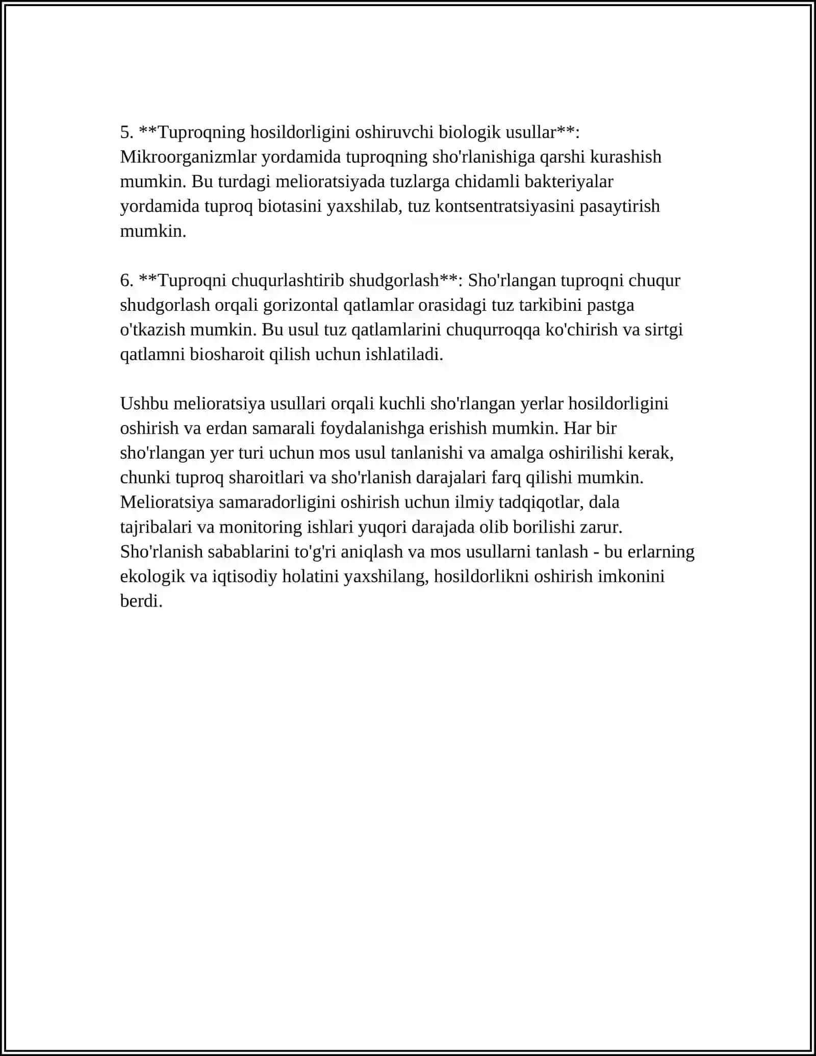 Kuchli Sho'rlangan Yerlarda Ixotazorlar Barpo Etish 4