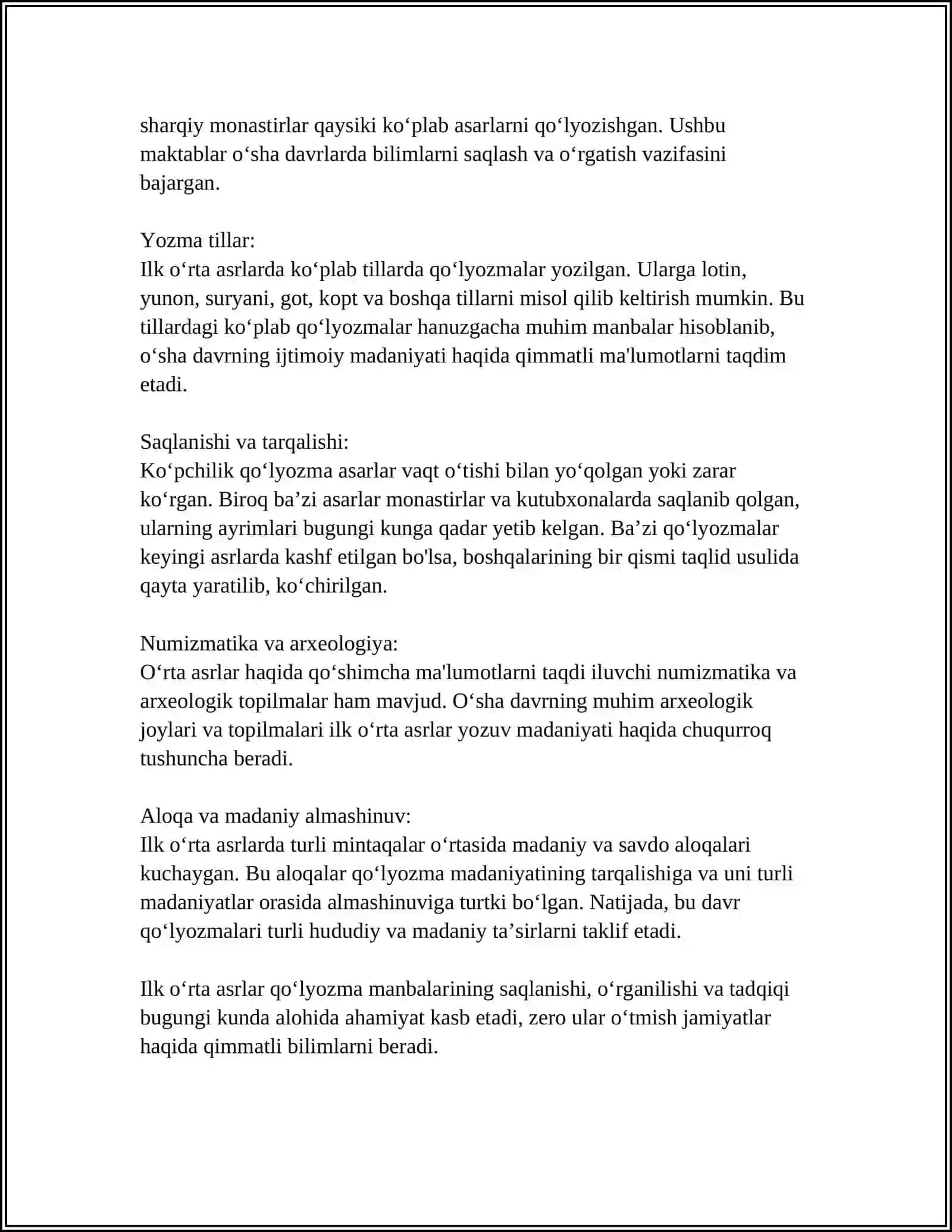 ILK OʻRTA ASRLAR TARIXI MANBALARI 4