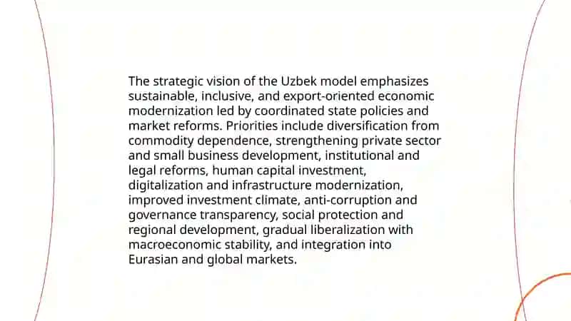 Uzbek model of development and basic principles of transition to a market economy 4