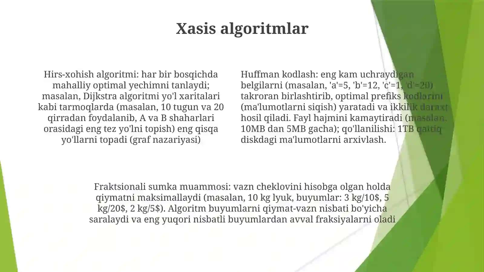 Algoritmlarningumumiykoʻrinishigamisollarkeltirish 4