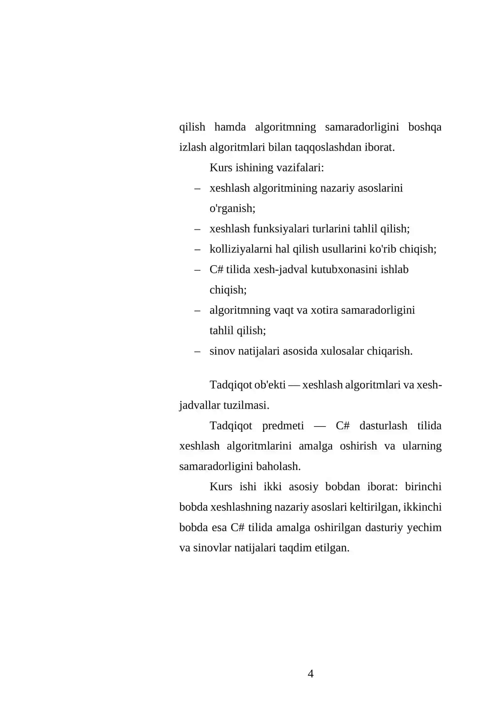 XESHLASH USULIDA IZLASH ALGORITMI VA UNING TAHLILI 4