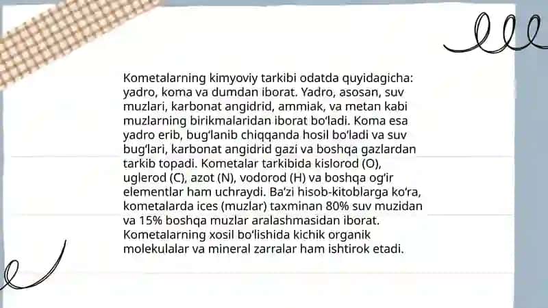 Kometalarning fizik xarakteristikasi 4