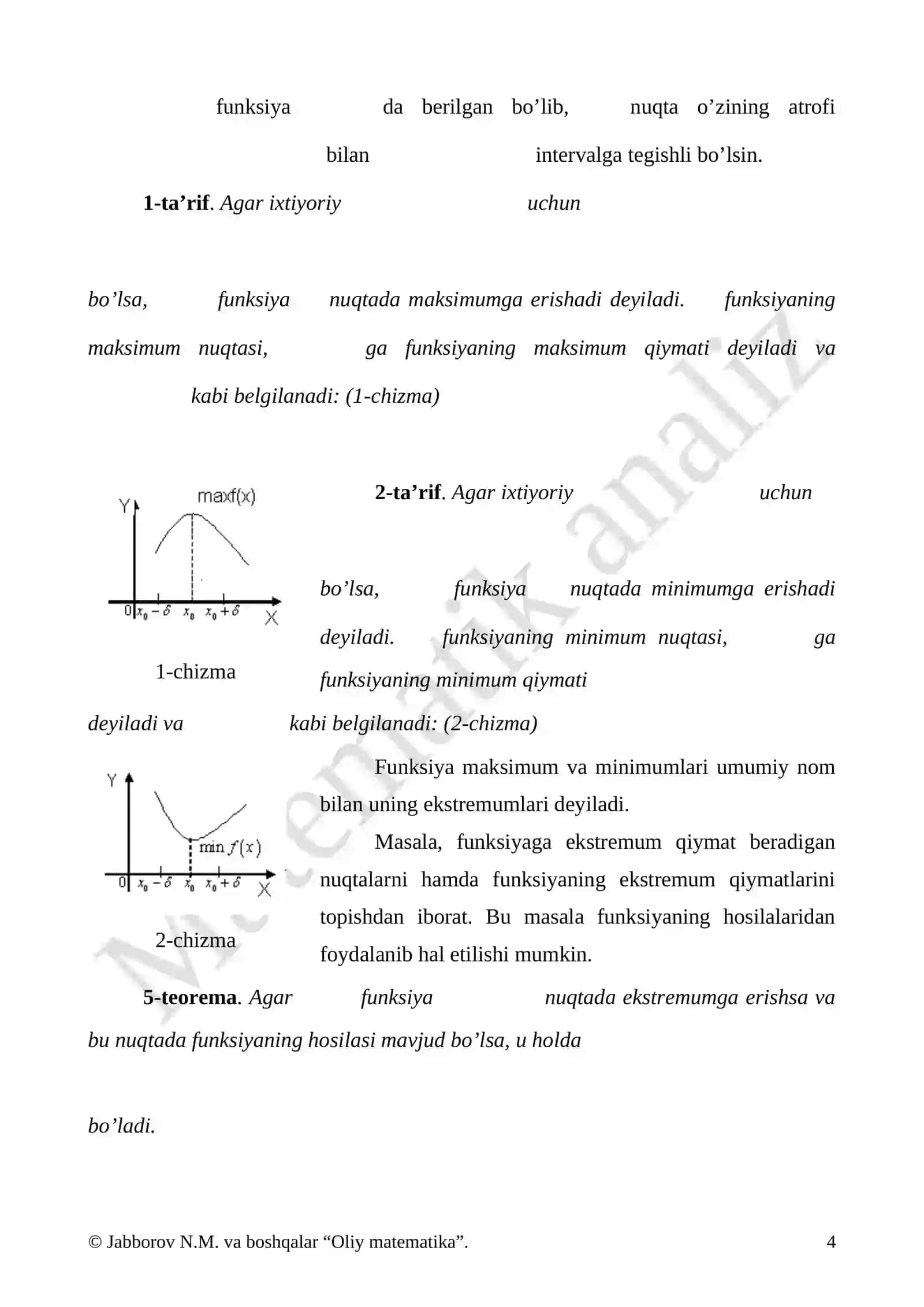 Funksiyalarni hosilalar yordamida to’liq tekshirish 4