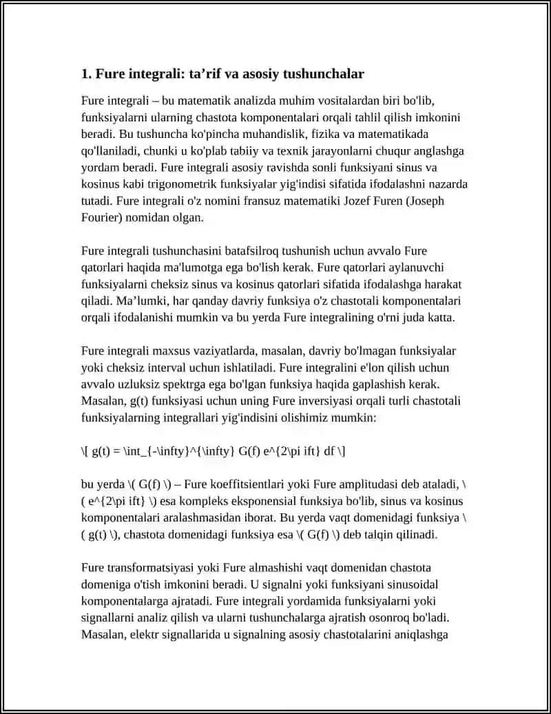 FURE INTEGRALI. FURE ALMASHTIRISHI 4