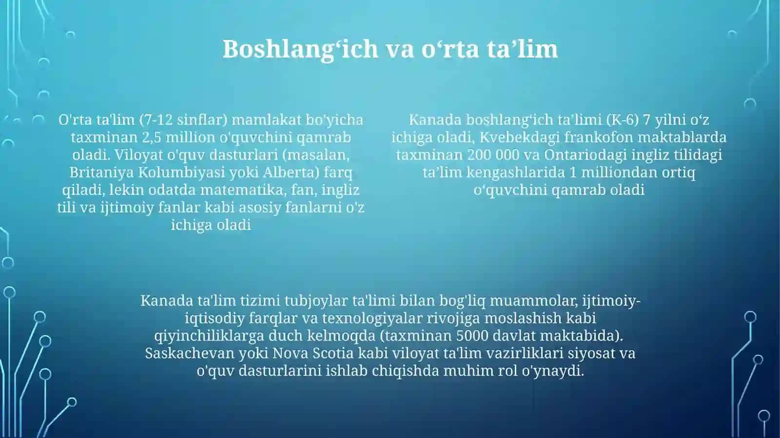 KANADADA TA'LIM TARAQQIYOTI 4