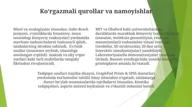 Kimyo óqitishning umumiy metodlari illyustrativ tushuntirish metodi 4