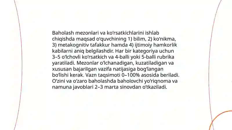 Oʻzini baholash va oʻzaro baholashni tashkil etish 4