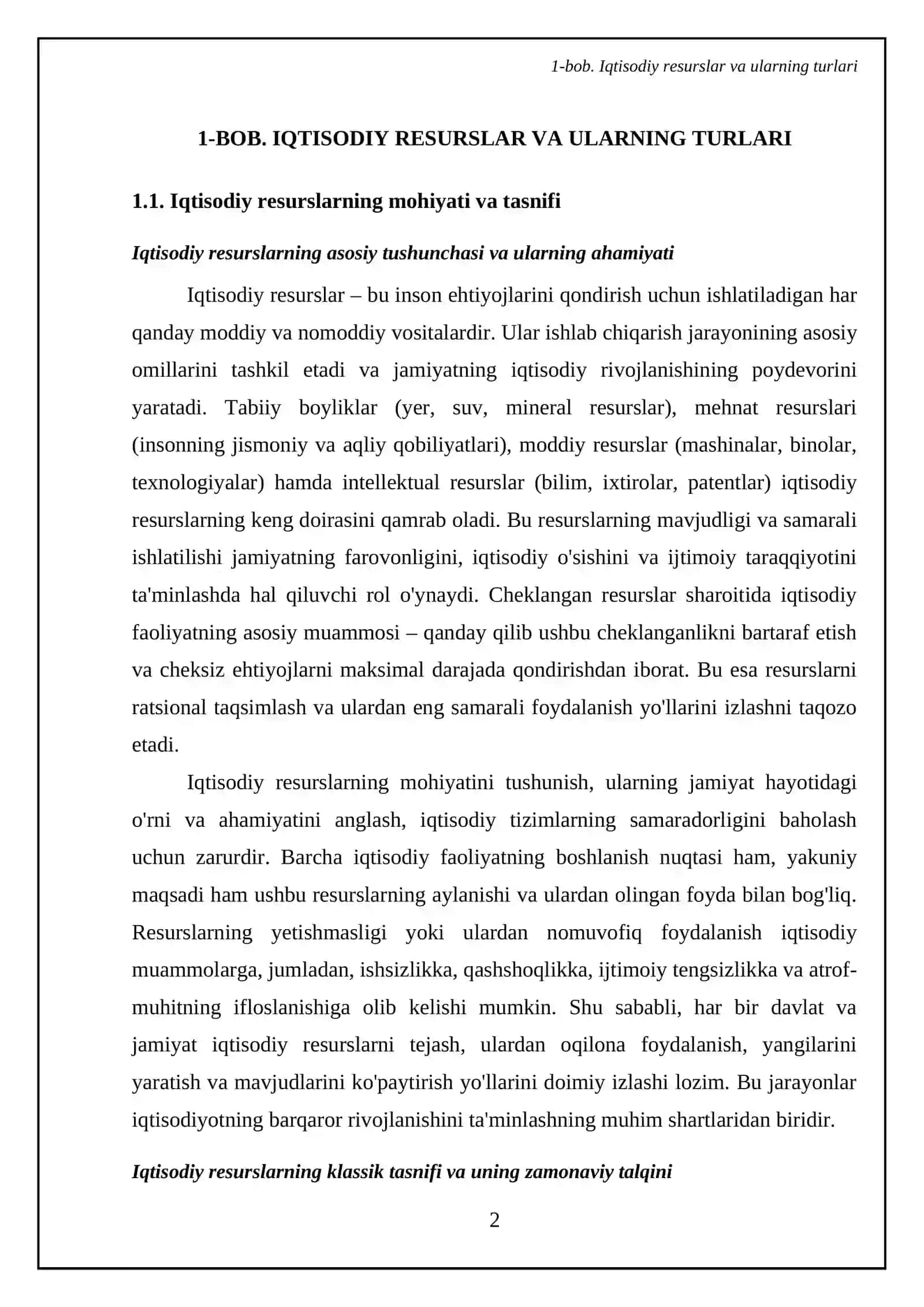 Iqtisodiy resurslar va ehtiyojlarning qondirilish darajasi o'rtasidagi bog'liqlik 4