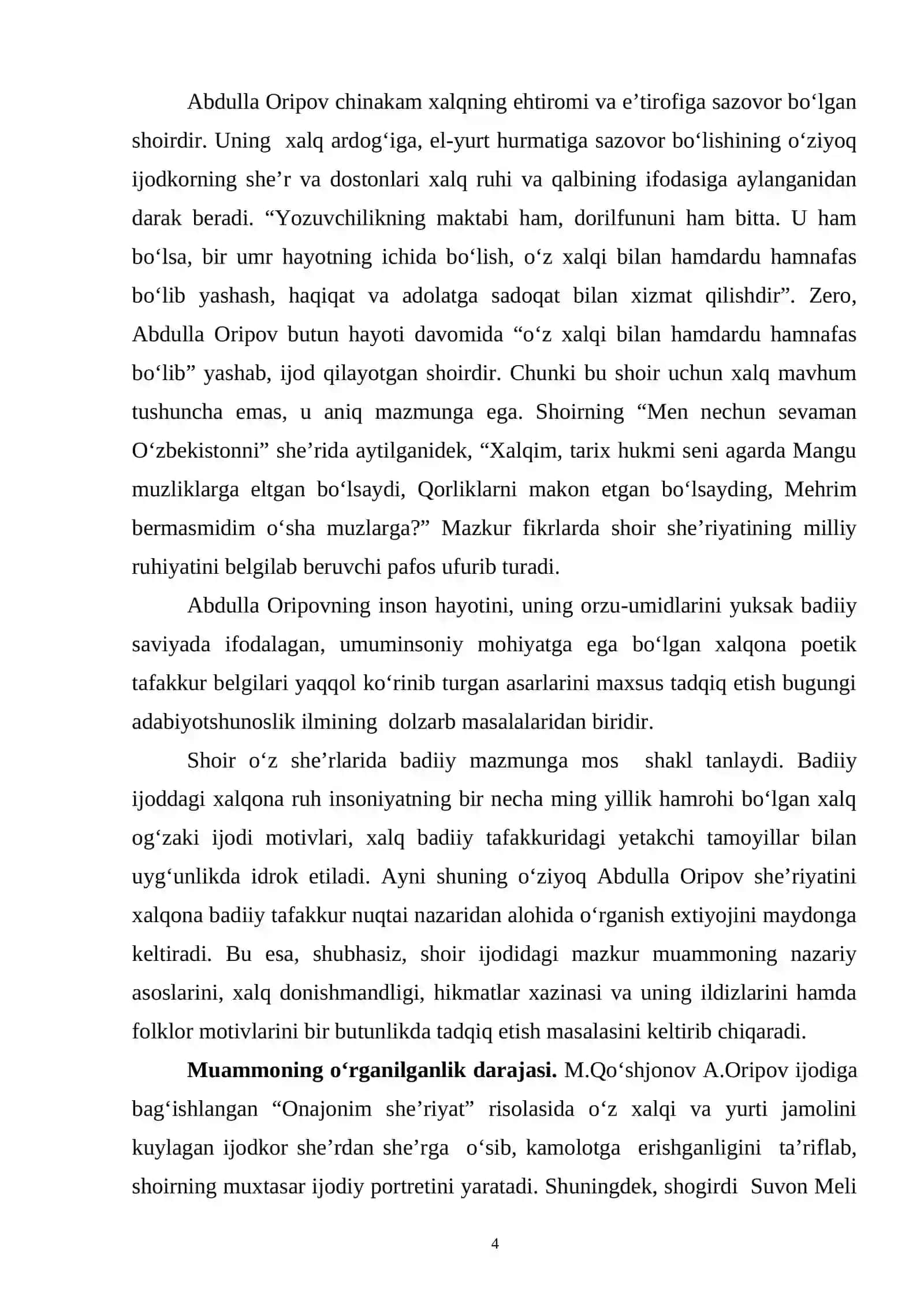Abdulla Oripov she’rlariga xos badiiy ifoda usuli 4