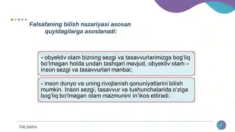 Bilish falsafasi 4
