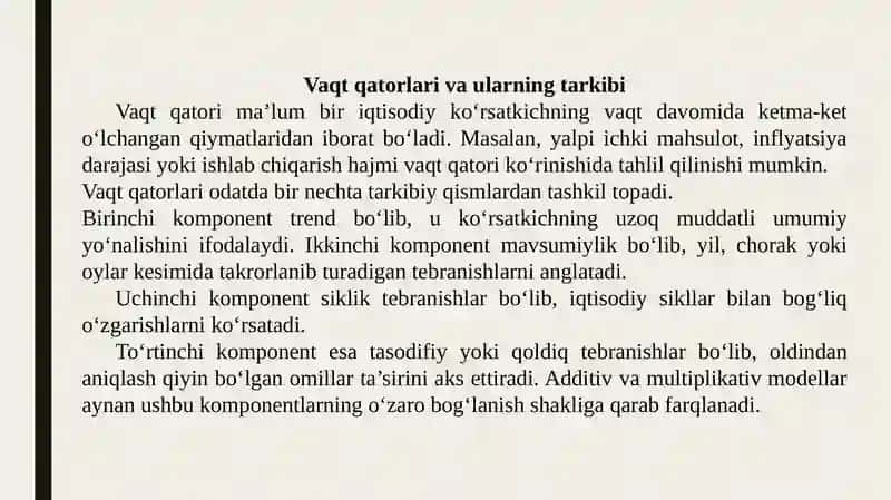 Additiv va multiplikativ ekonometrik modellarni tuzish 4