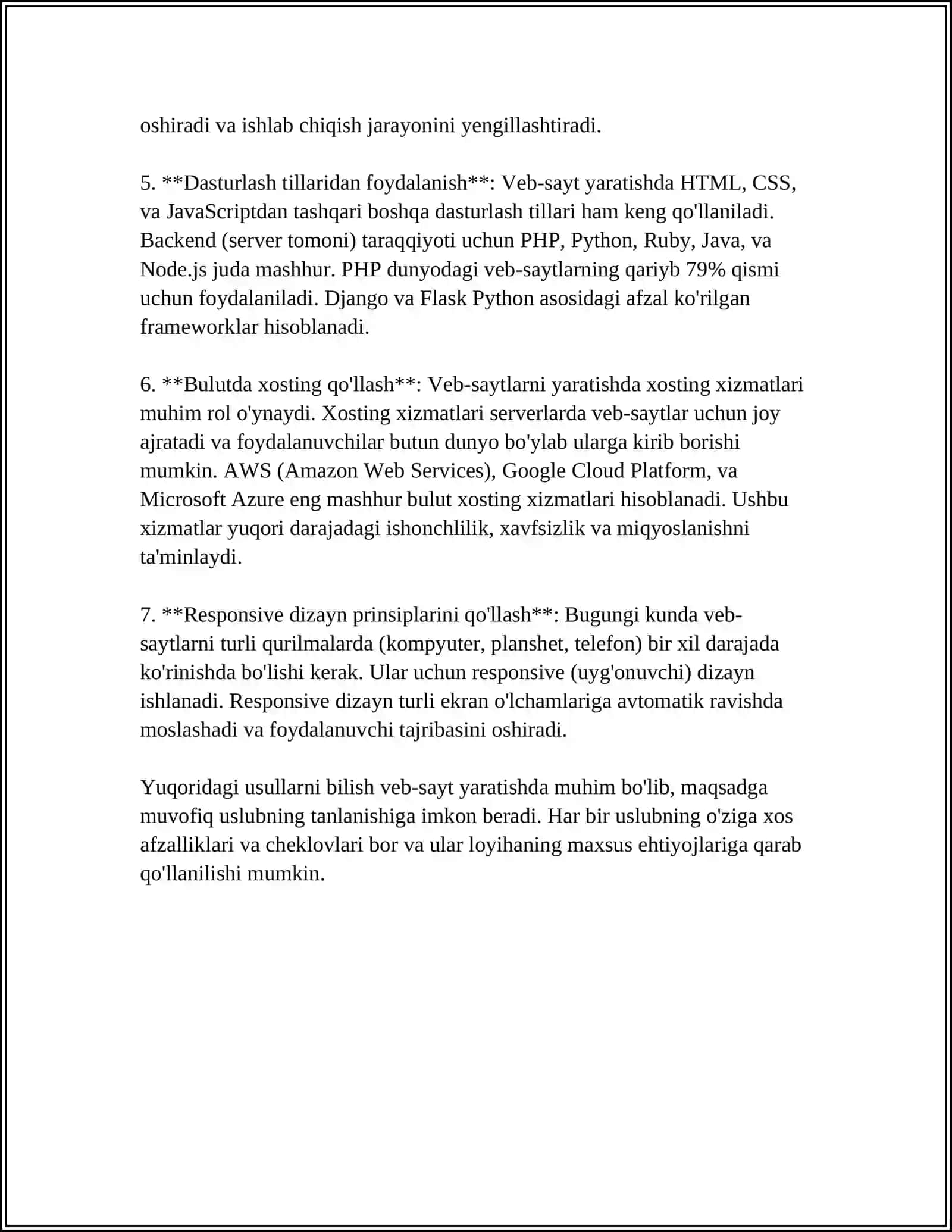 WEB SAYTLAR YARATISHGA YÔNALTIRILGAN DASTURIY TA'MINOTLAR 4