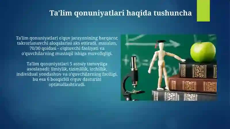 Taʼlim jarayonini qonuniyatlari va tamoyillari 4