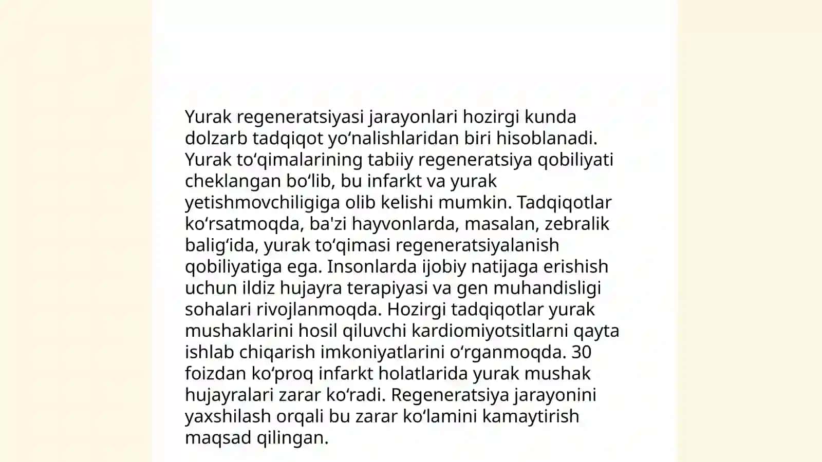 Yurak mushagi regeneratsiyasi 4