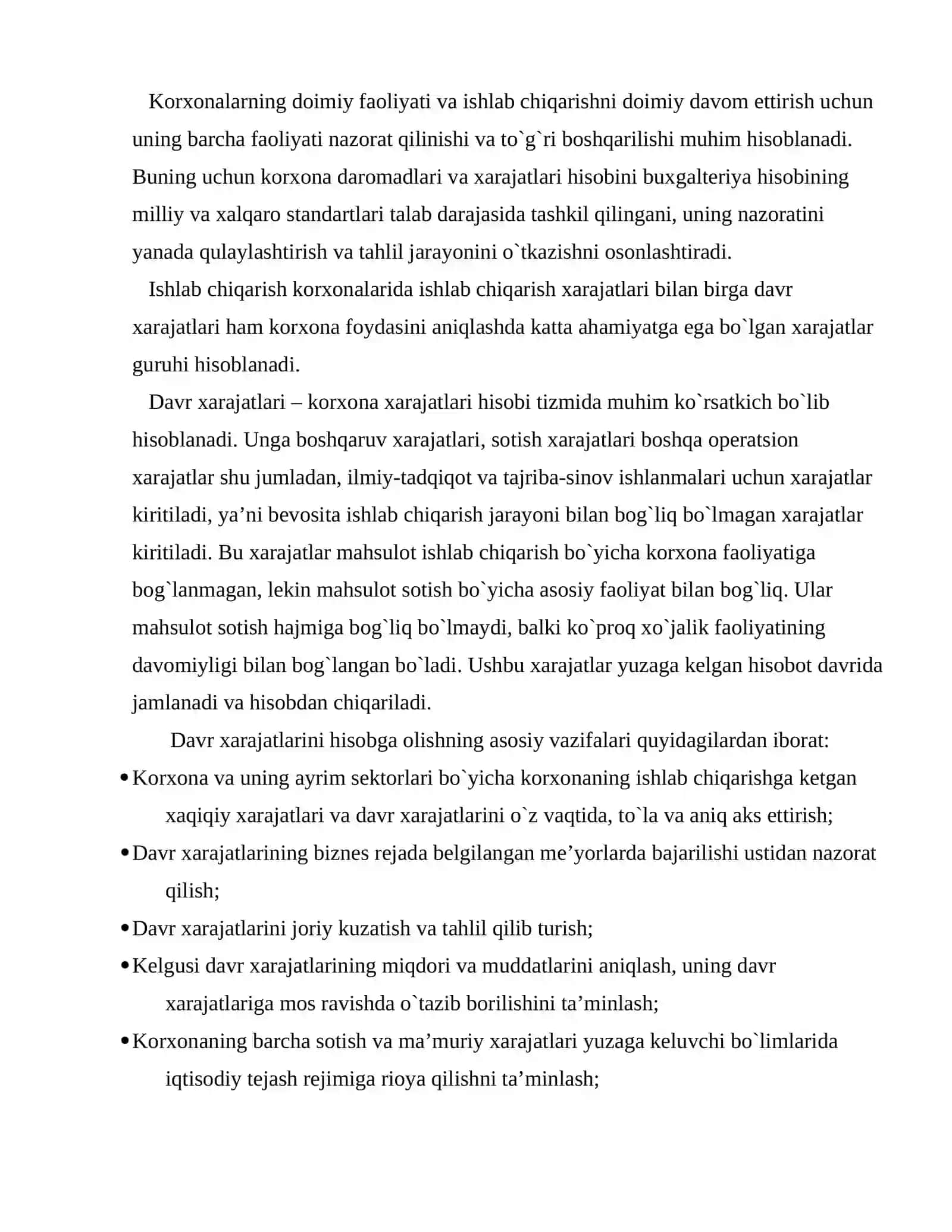 Korxonalarda davr xarajatlari hisobi va tahlili 4