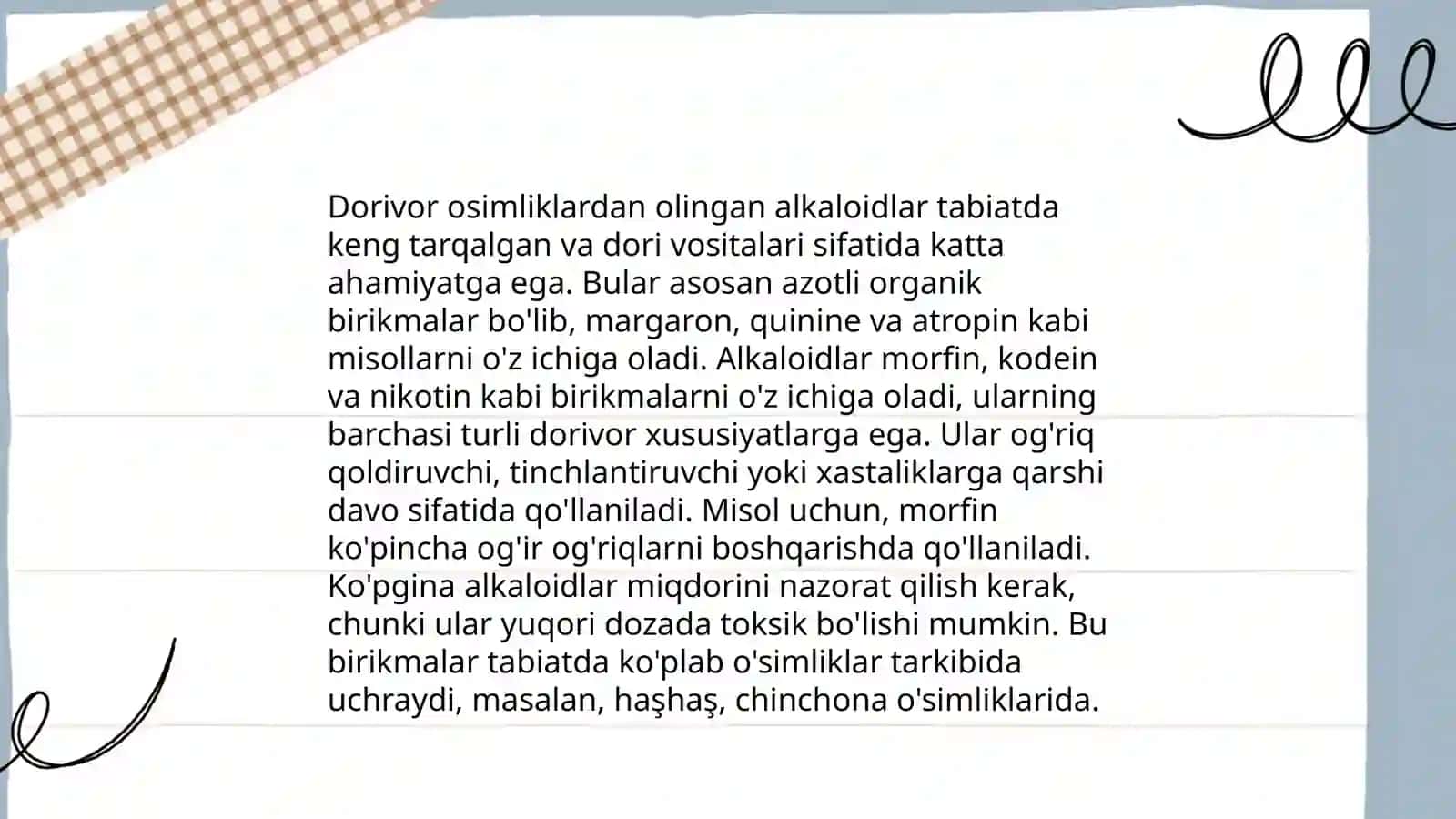 Dorivor Osimliklarning kimyoviy tarkibi 4