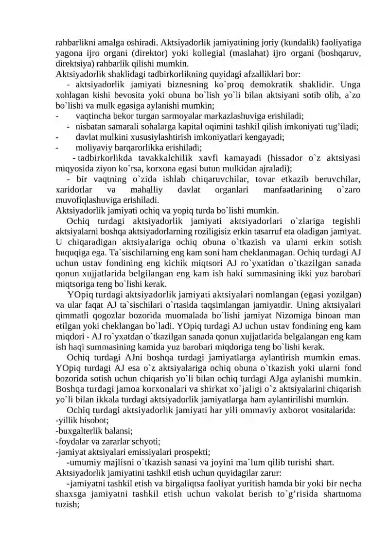 Biznes va tadbirkorlik faoliyatining shakllari 4
