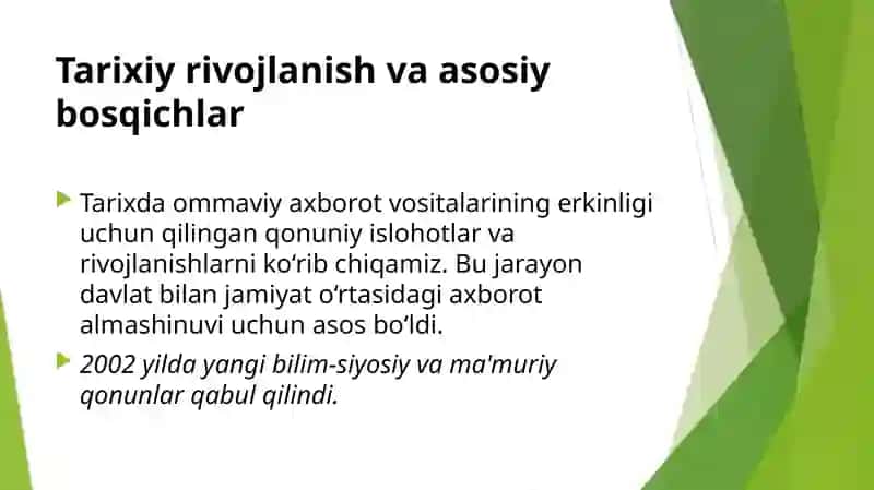 O‘zbekistonRespublikasining ommaviy axborot vositalarining faoliyati 4