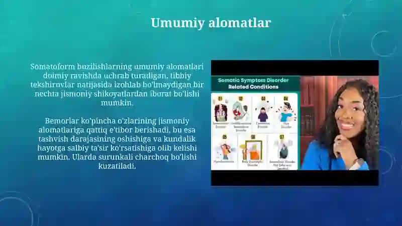 Somotoform buzilishlarining klinik ko'rinishi 4