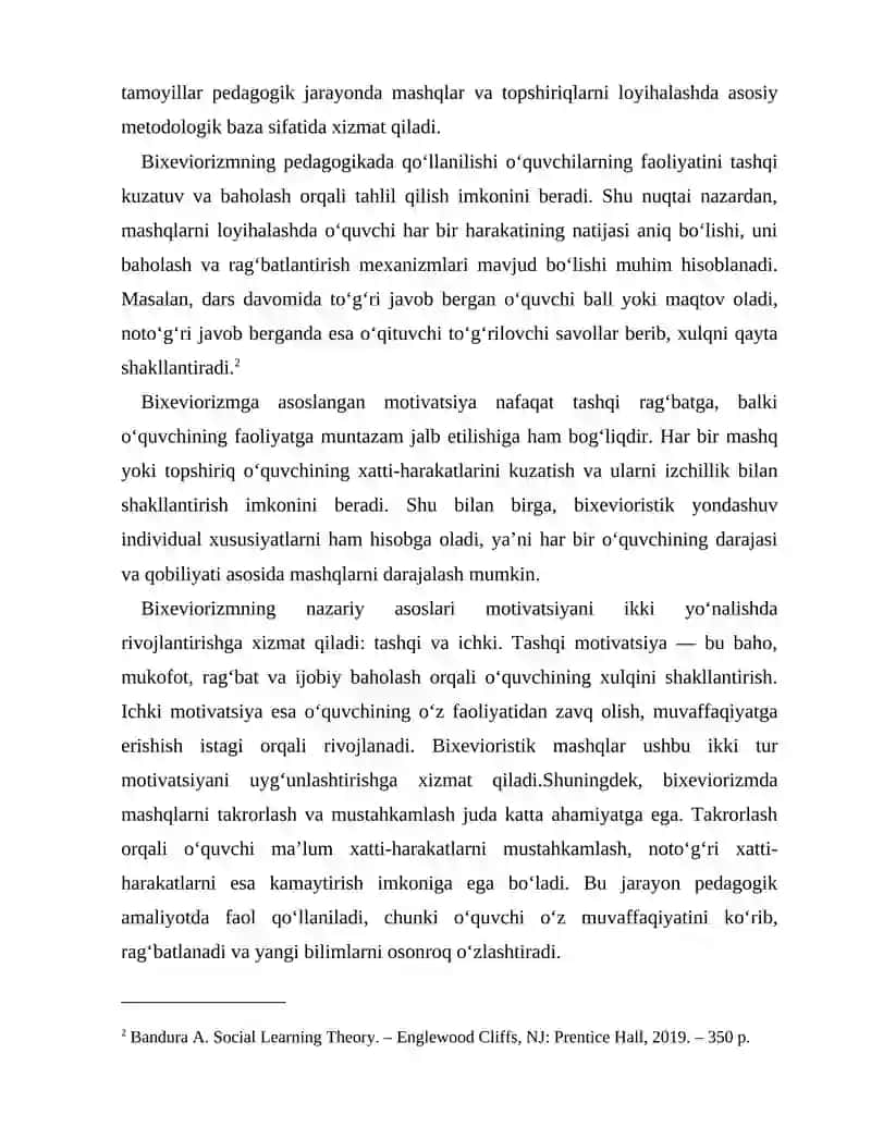 Bixevioristik yondashuvga asoslangan motivatsion mashqlar to‘plamini loyihalash va sinovdan o‘tkazish 4