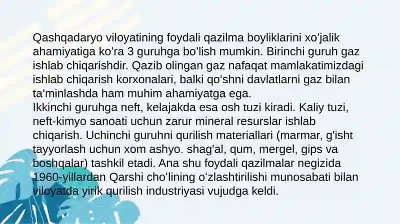 Qashqadaryo viloyatining mineral resurslari 4