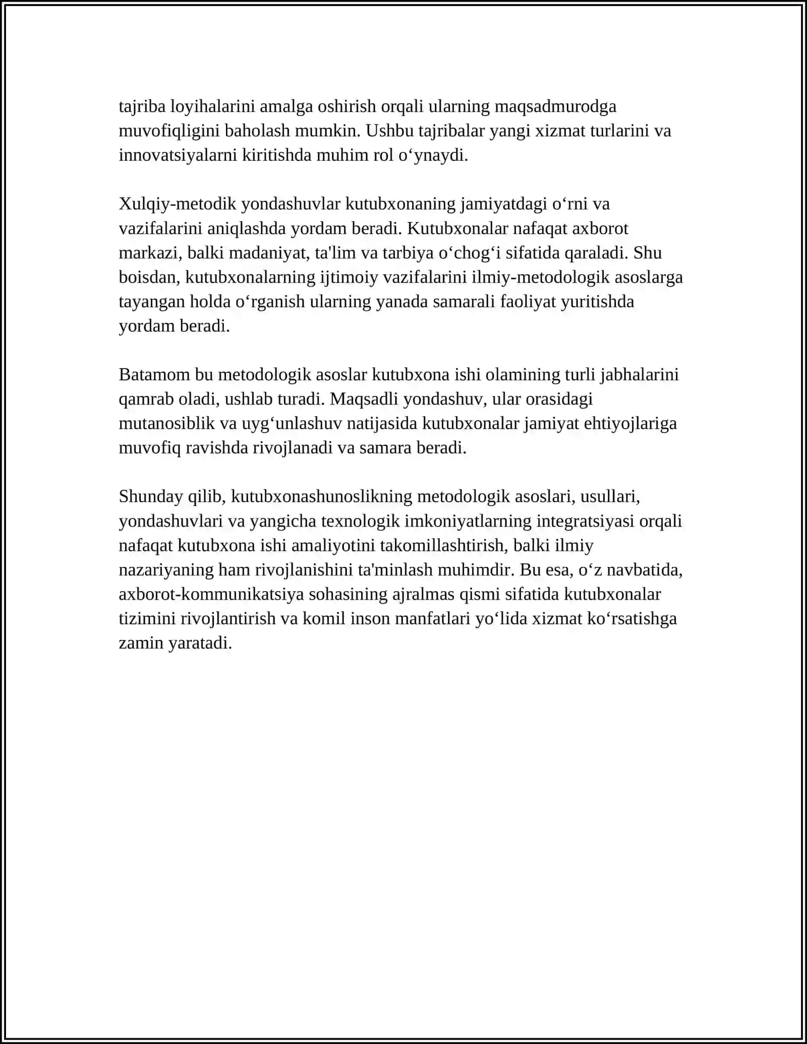 KUTUBXONASHUNOSLIK FANINING METODOLOGIYASI 4