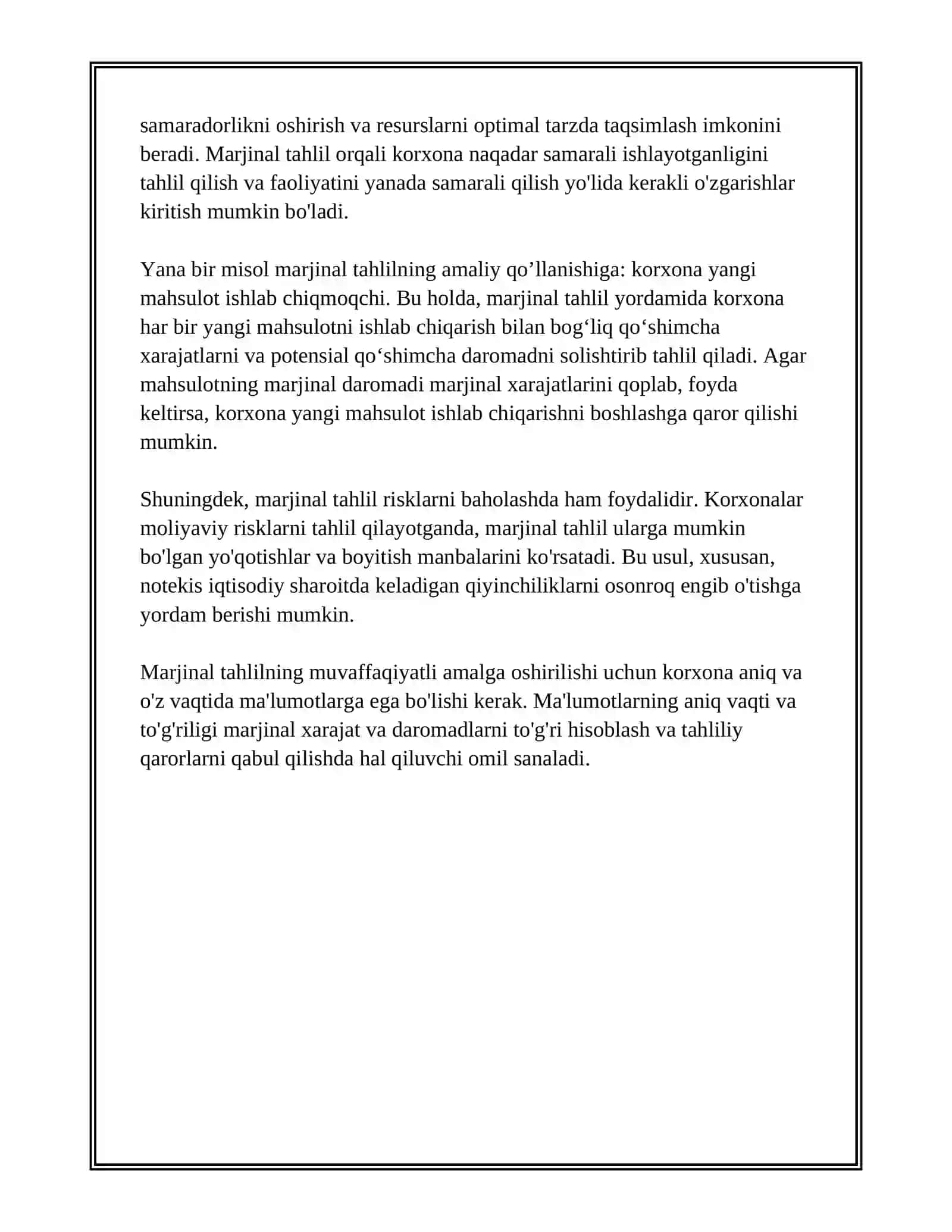 Moliyaviy va Operatsion Boshqaruv Tizimida Marjinal Tahlil 4