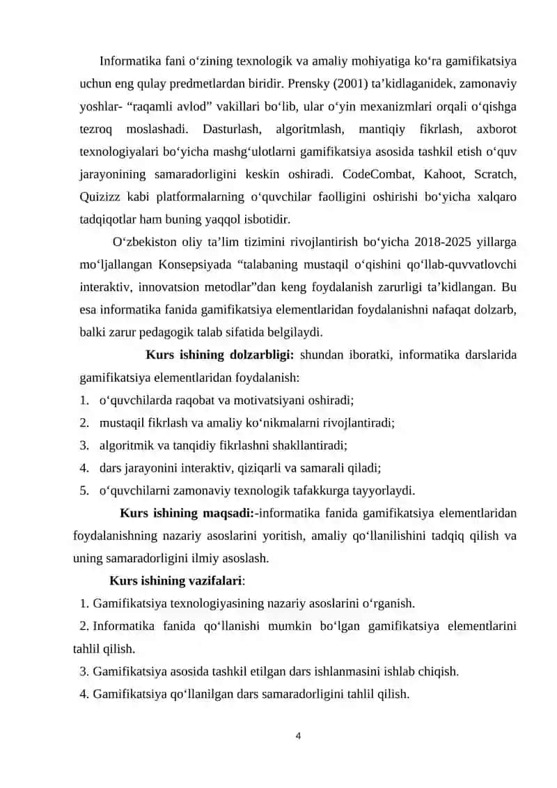 Informatika fanida Gamisifikatsiya elementlaridan foydalanish 4