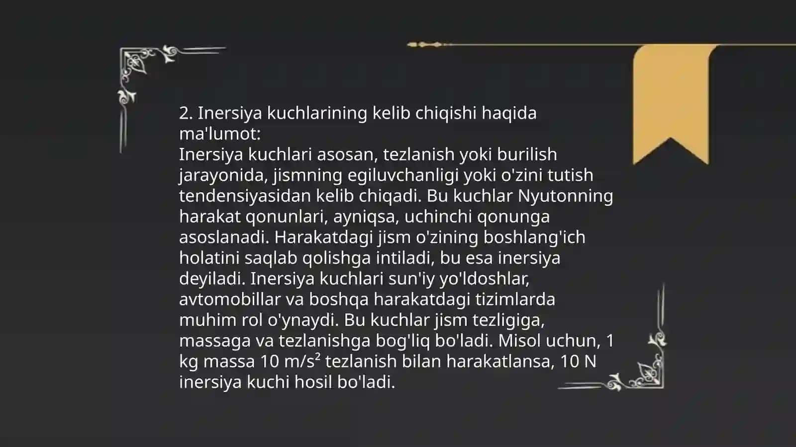 Noinersial sanoq tizimlardagi inersia kuchlari 4