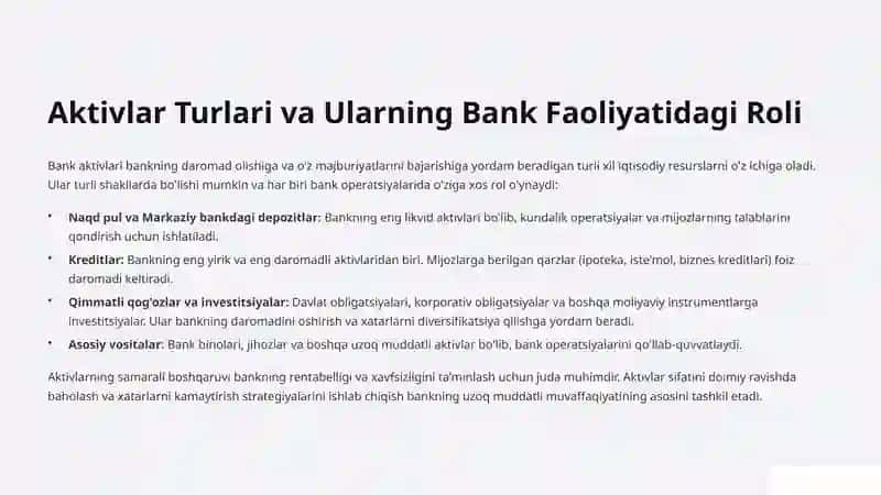 Bank Balansi va Hisobvaraqalar Hisobi: Asoslar 4
