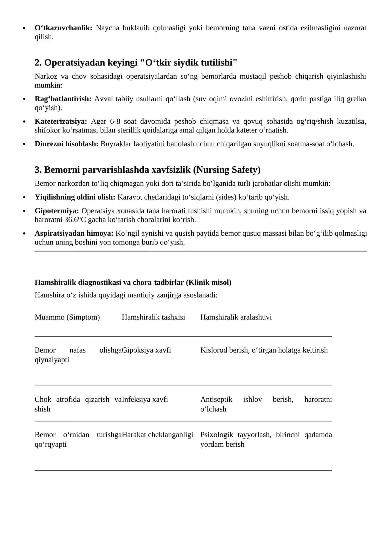 Operatsiyadan keyingi hamshiralik parvarishi 4
