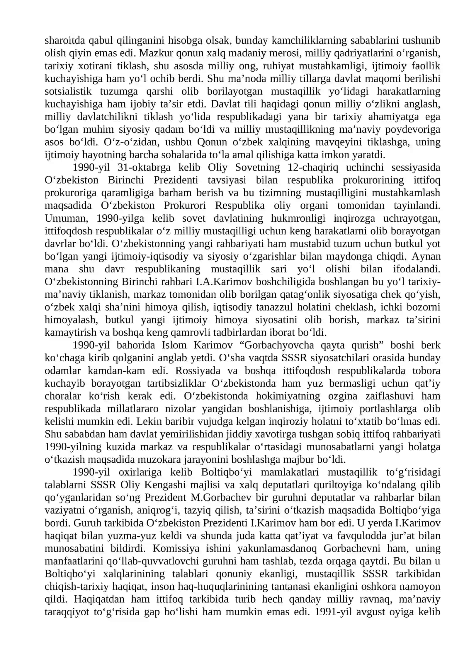 MUSTAQIL OʻZBEKISTON RESPUBLIKASI TASHKIL TOPISHINING TARIXIY AHAMIYATI 4