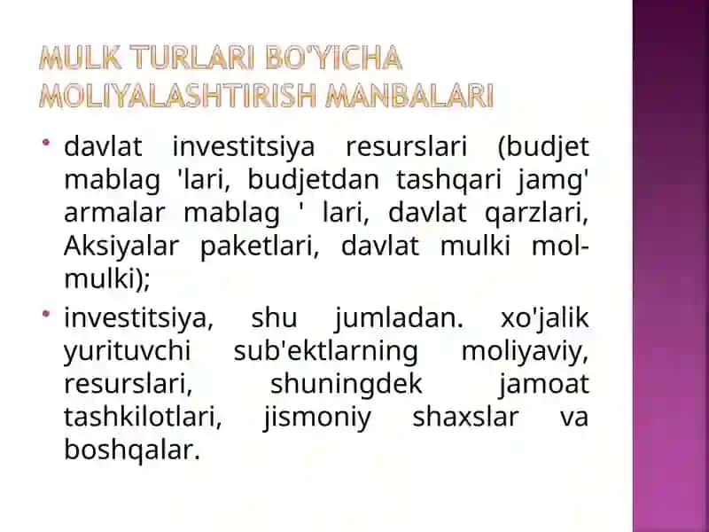 Innovatsiyalarni moliyalashtirish manbalari va shakllari 4