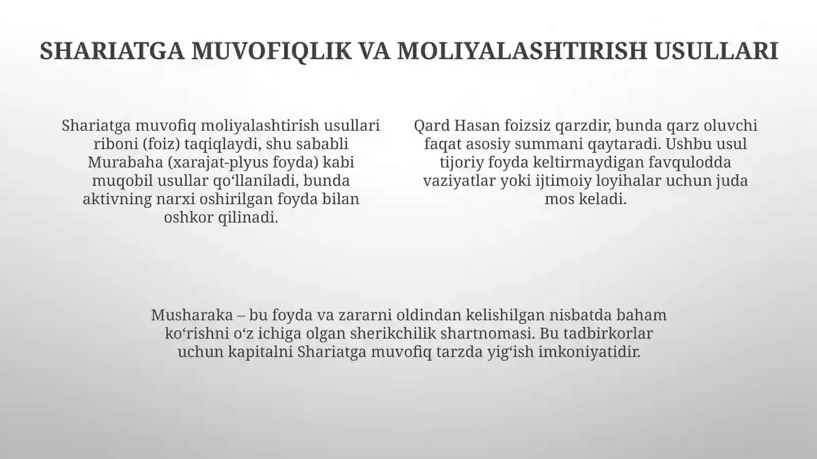 Mikromoliyalashtirishnnig islomiy usullari 4