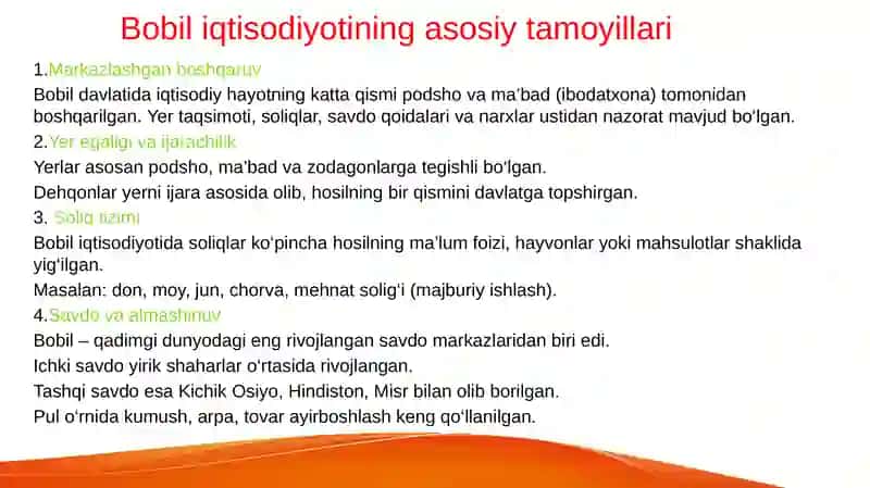 Qadimgi Bobilning iqtisodiy g’oyalari 4