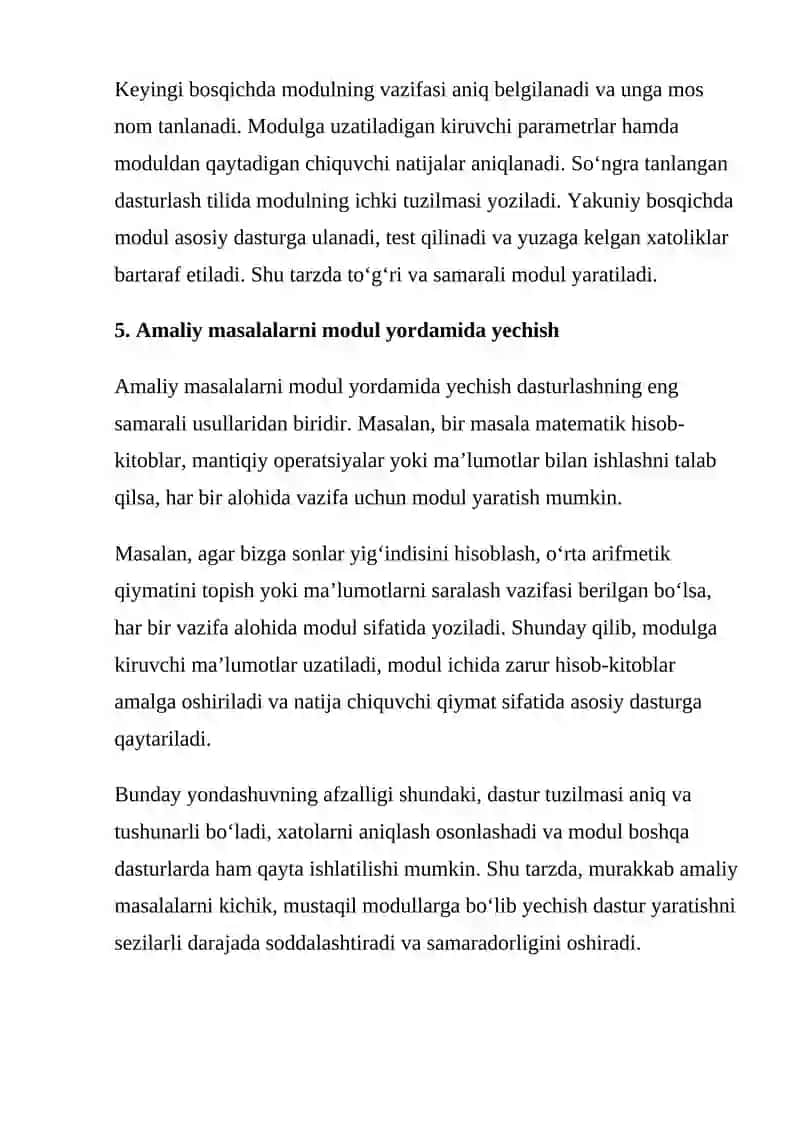 Dasturlash. Amaliy masalalarni yechish modulini yaratish 4