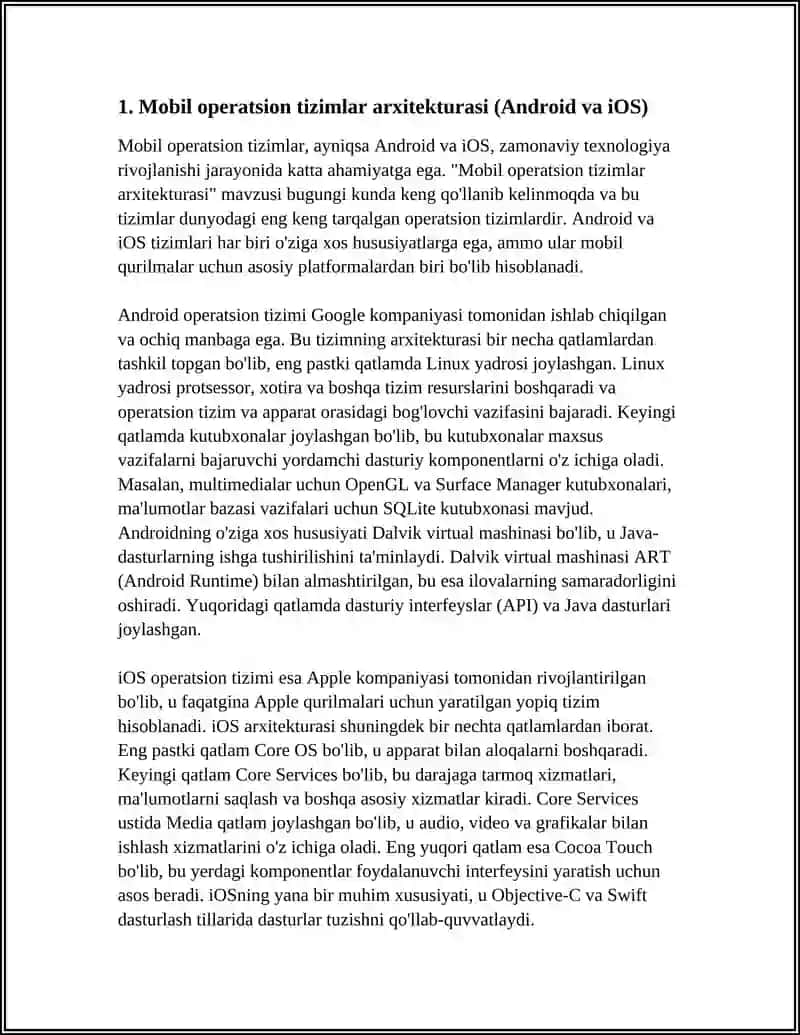 Mobil operatsion tizimlar arxitekturasi (Android va iOS) 4