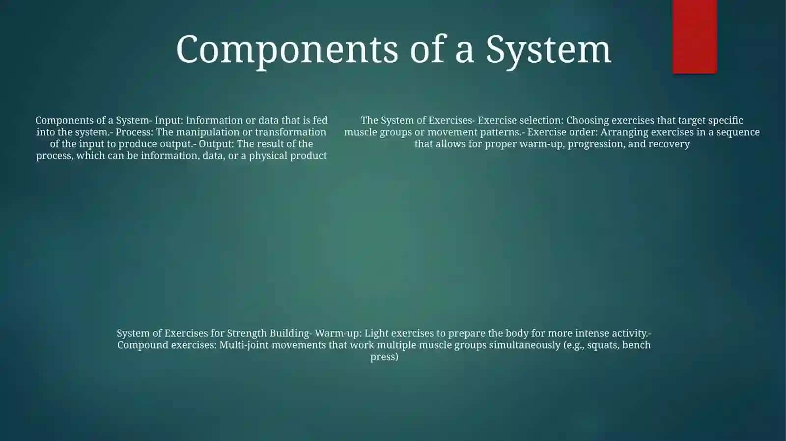 The System Of Exercises 4
