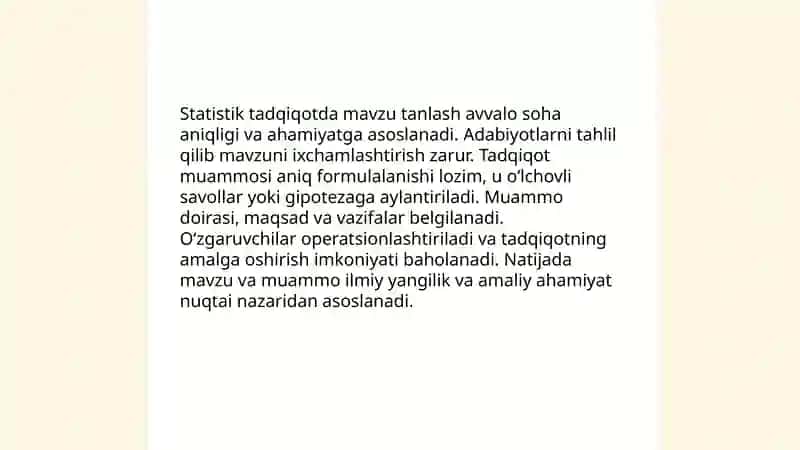 Statistik tadqiqotlarni tashkil qilish 4