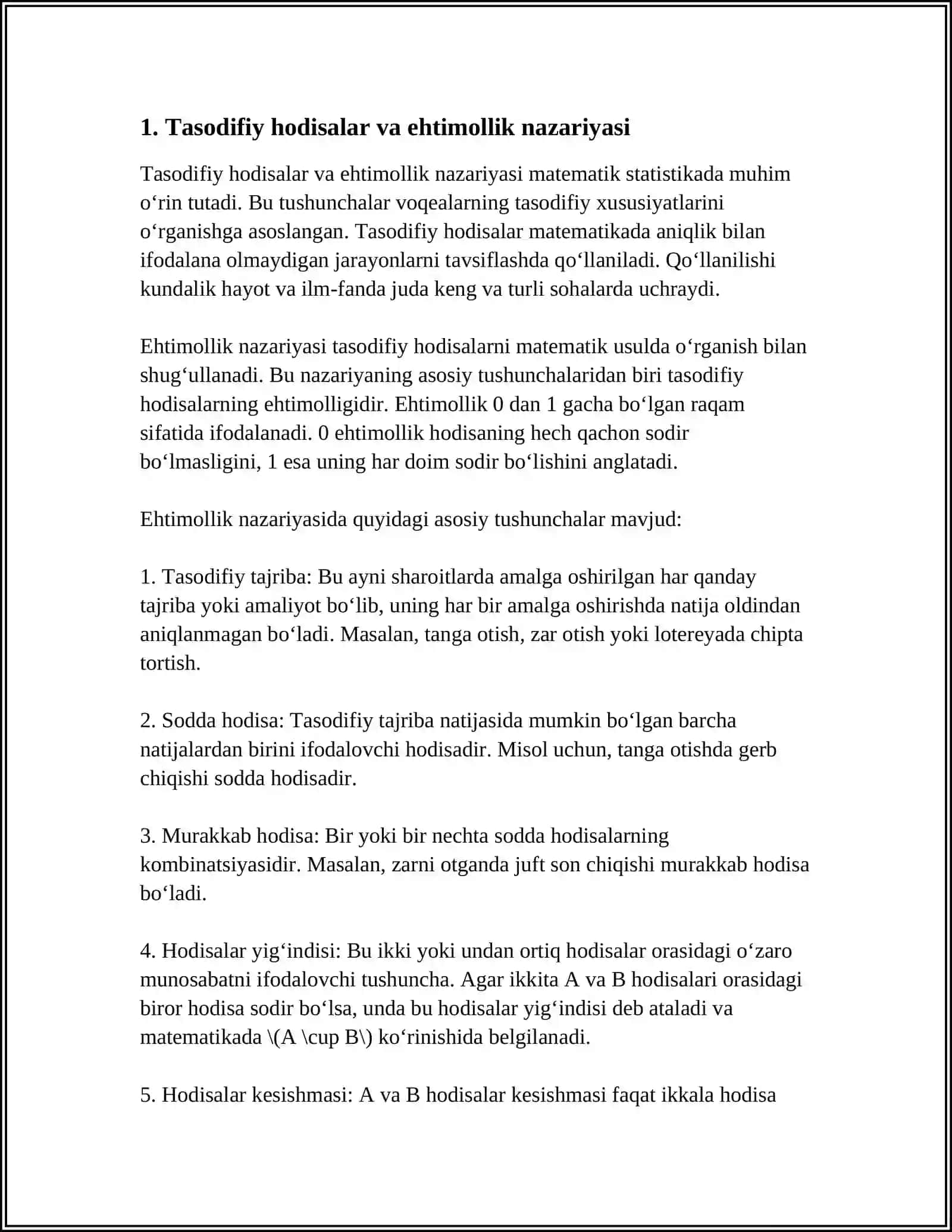 MATEMATIK STATISTIKANING ASOSIY TUSHUNCHALARI 4