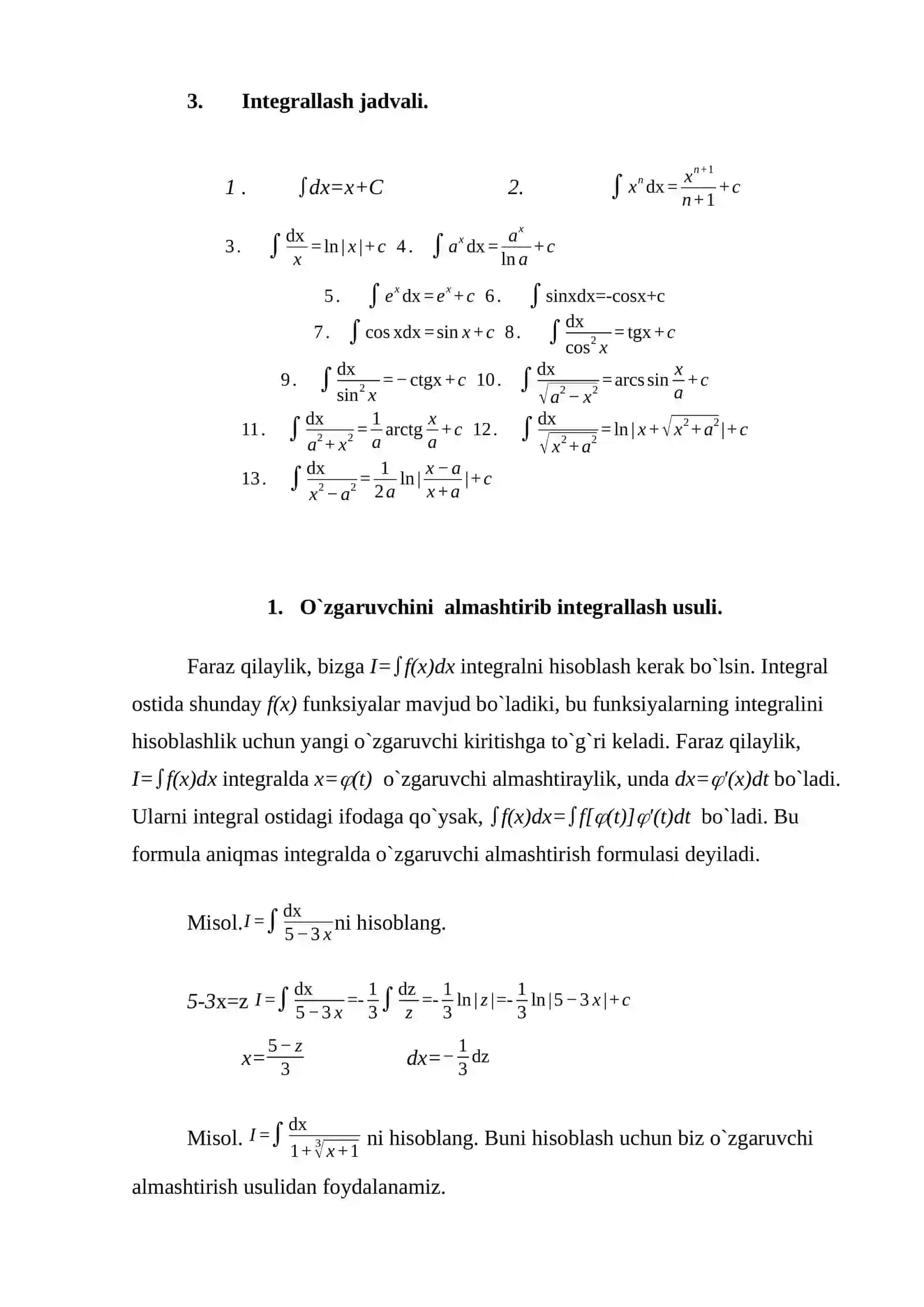 Aniqmas integralning asosiy xossalari 4
