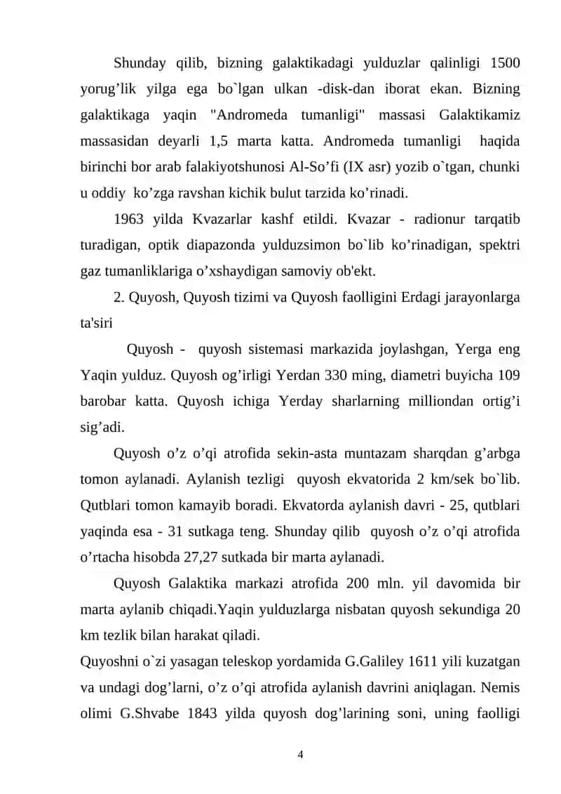 Osmon jismlarining massalari 4
