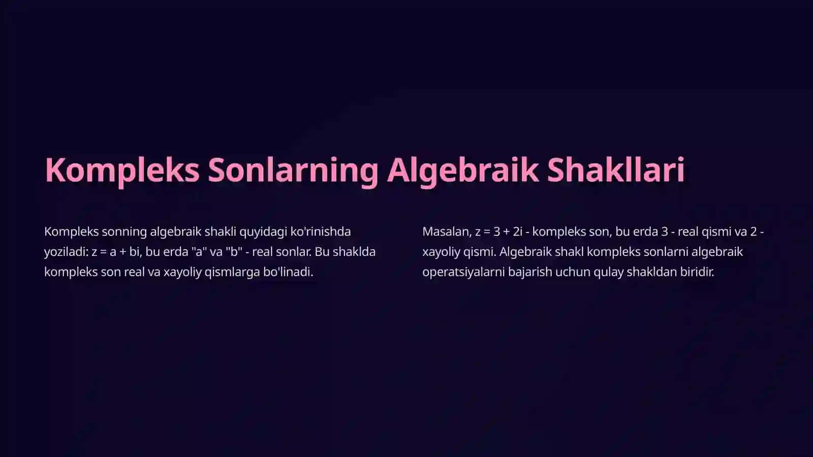 Kompleks Sonlarning Geometrik Ma`nosi va Trigonometrik Shakllari 4