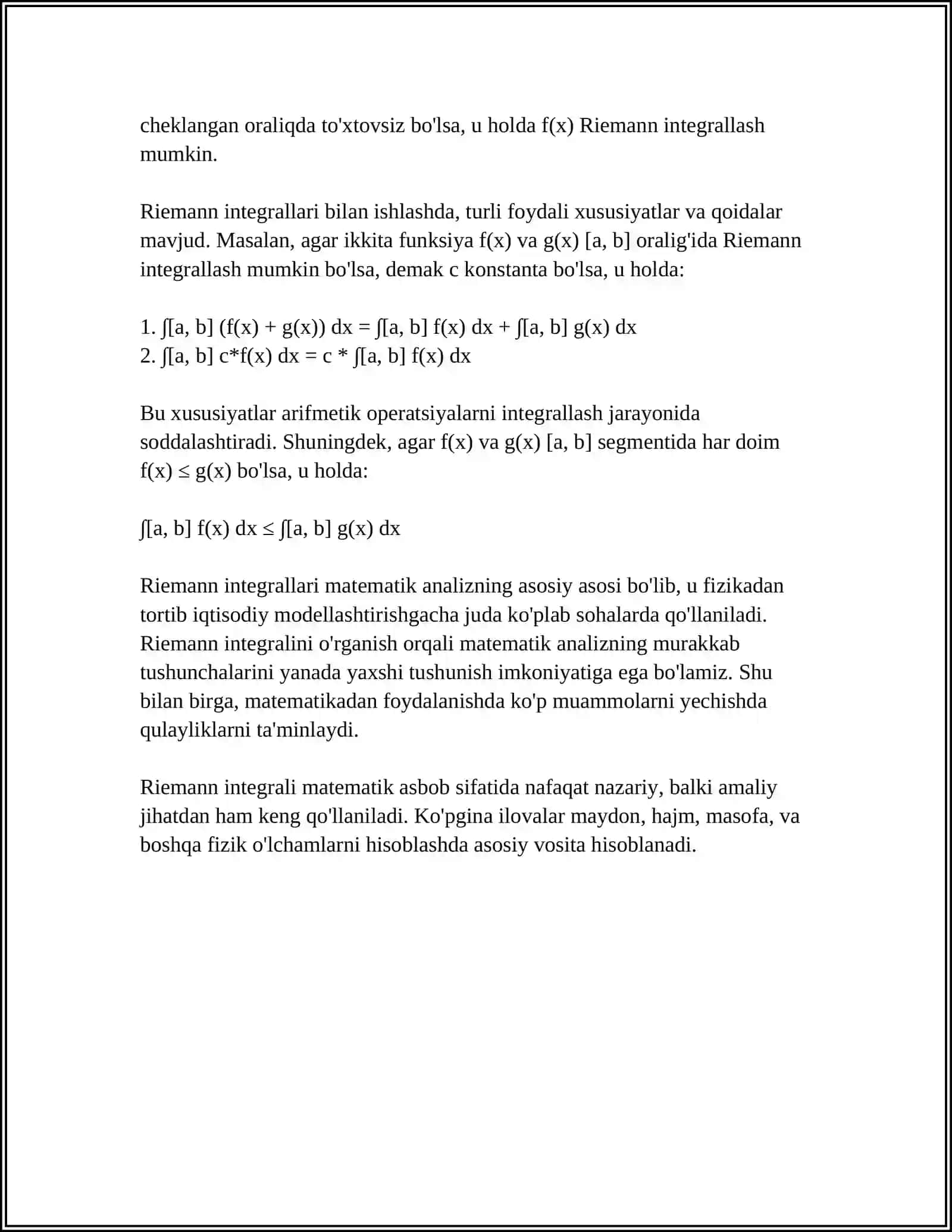 IKKI O'LCHOVLI INTEGRALLAR 4