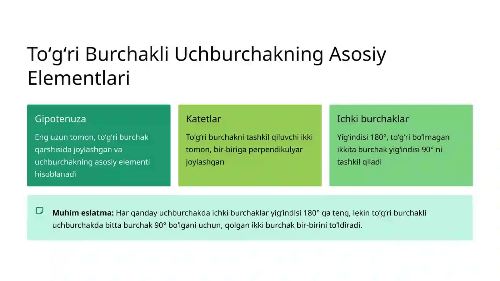 Toʻgʻri burchakli uchburchaklarni yasash 4
