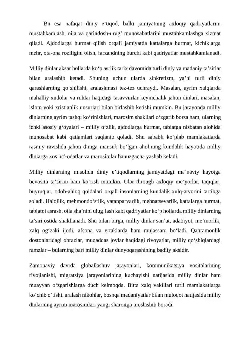 Milliy dinlar 4